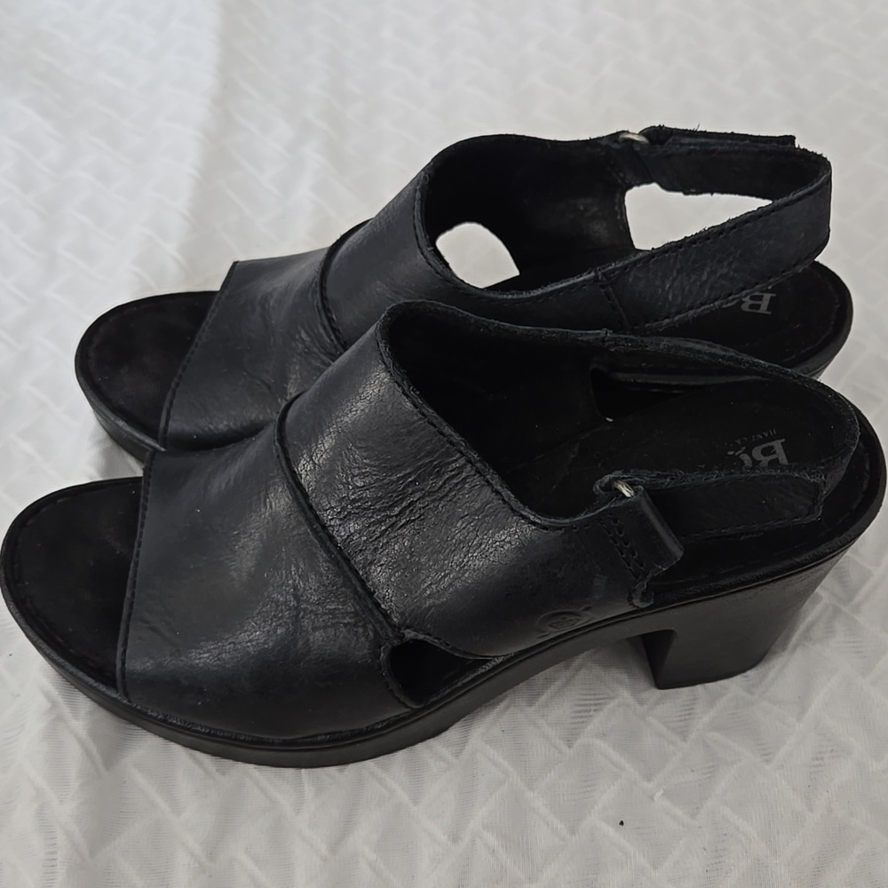 Born Women Black Heeled Open Toe Mule Sandals Summer Comfort Shoes - Picture 3 of 10